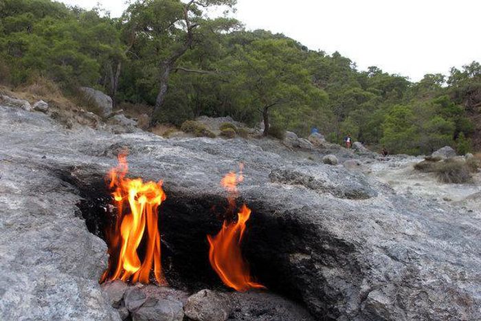 Gas that makes a mountain breathe fire is turning up around the world