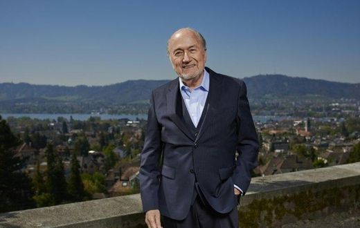 Former FIFA president Sepp Blatter poses during a photo session, past the city of Zurich, after an interview with news agencies on April 21, 2017