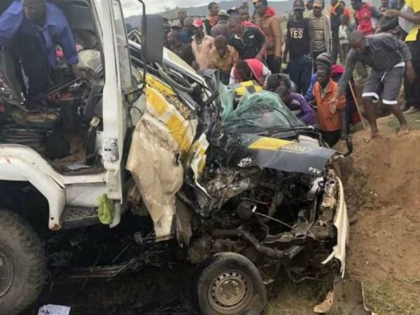 A past accident along the Mai Mahiu-Narok highway