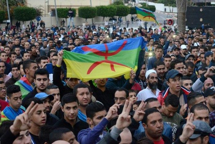 Moroccans demonstrate on November 4, 2016 in the northern city of al-Hoceima to demand justice for a fish seller whose gruesome death, when he was crushed in a rubbish truck, sparked nationwide outrage