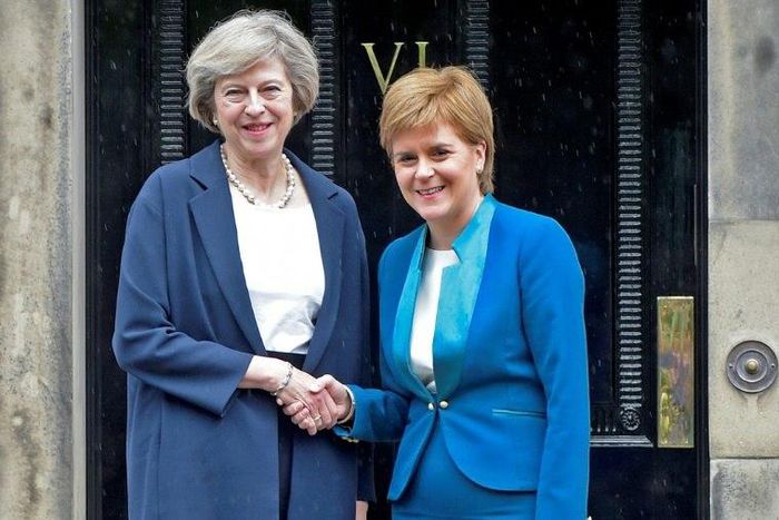 British Prime Minister Theresa May (left) and Scotland's First Minister Nicola Sturgeon pictured in Edinburgh in July 2016