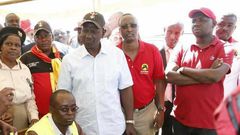 Deputy President William Ruto, Isiolo Senator Mohamed Kuti and Elgeyo Marakwet Senator Kipchumba Murkomen during a voter registration exercise.