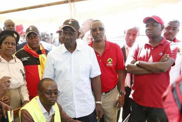 Deputy President William Ruto, Isiolo Senator Mohamed Kuti and Elgeyo Marakwet Senator Kipchumba Murkomen during a voter registration exercise.