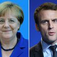 German Chancellor Angela Merkel (L) said she had "absolutely no doubt that Emmanuel Macron (R) will be a strong president if he is elected"