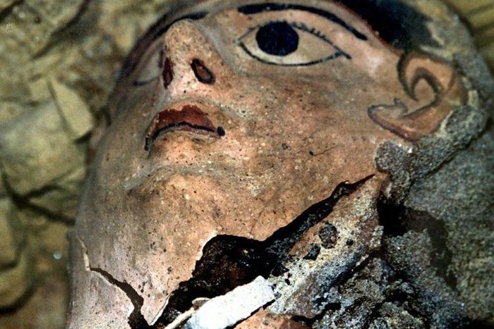 One of eleven mummies previously discovered in the Egyptian desert oasis of Bahriya