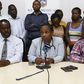 Dr Joy Mugambi, flanked by regional members of the Kenya Medical Association, addresses journalists in Nakuru on February 13, 2017. The association announced the closure of all private health facilities for 24 hours.
