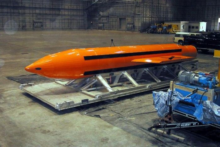 This 2003 Pentagon handout shows a Massive Ordnance Air Blast (MOAB) bomb, which the US deployed in combat for the first time in Afghanistan