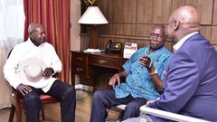 Ugandan President Yoweri Museveni during his visit to former President Daniel Toroitich arap Moi (Twitter)