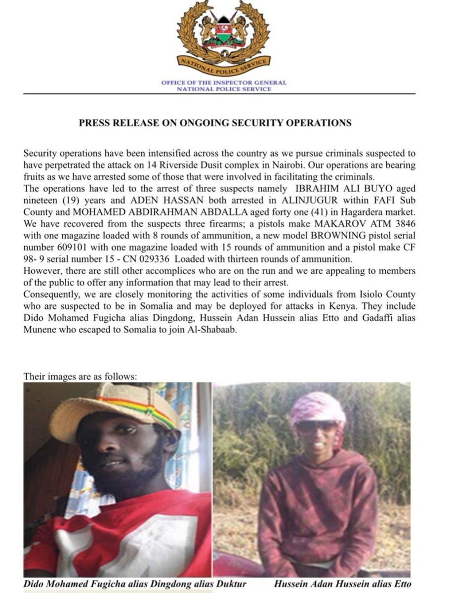 Police statement on Most Wanted Suspects