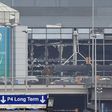 This file photo taken on March 22, 2016 shows the damaged facade of Brussels airport in Zaventem after at least 13 people were killed and 35 injured as twin blasts rocked the main terminal of Brussels airport