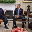 US President Barack Obama (R) meets with Republican President-elect Donald Trump at the White House on November 10, 2016