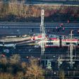 The scene of a crash between a passenger train and a freight train near Dudelange in Luxembourg on February 14, 2017