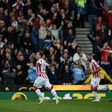 Stoke City's Xherdan Shaqiri (2L) celebrates scoring their third goal against Hull City at the Bet365 Stadium in Stoke-on-Trent, central England on April 15, 2017