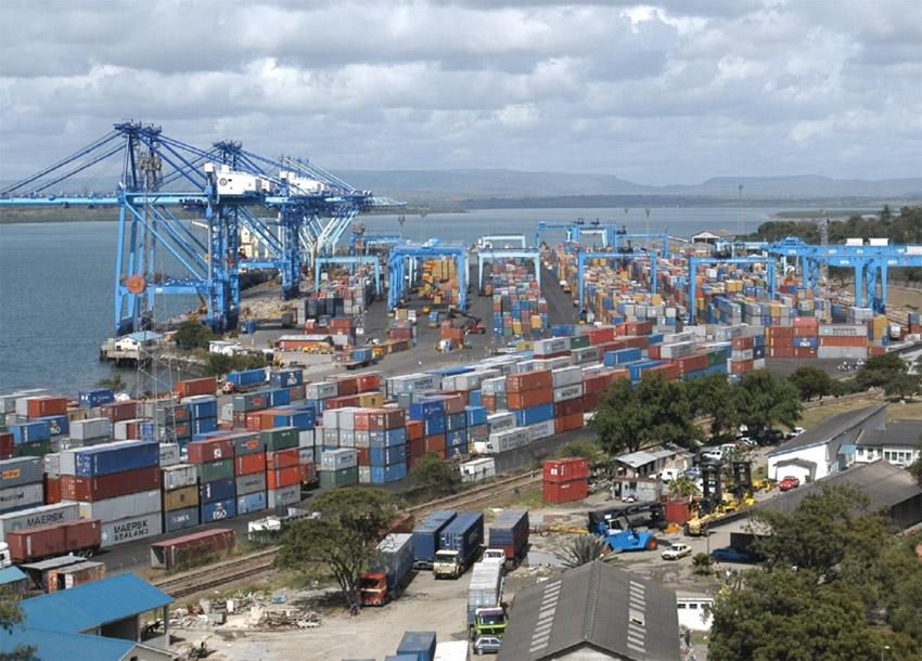 Cargos at the port in Mombasa