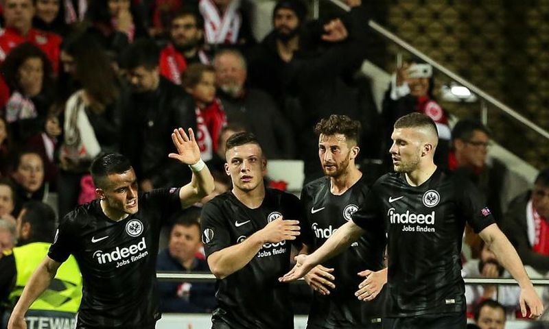 Croatian Ante Rebic (R) and Serbians Filip Kostic (L) and Luka Jovic (2L) have dazzled for Eintracht Frankfurt this season