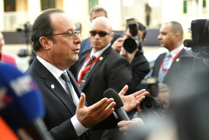 French President Francois Hollande arrives for an informal summit of EU heads of state or government in Valletta, Malta on February 3, 2017