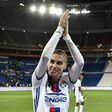 Lyon's US forward Alex Morgan celebrates at the end of the UEFA Women's Champions League semi-final football match between Lyon and Manchester City on April 29, 2017