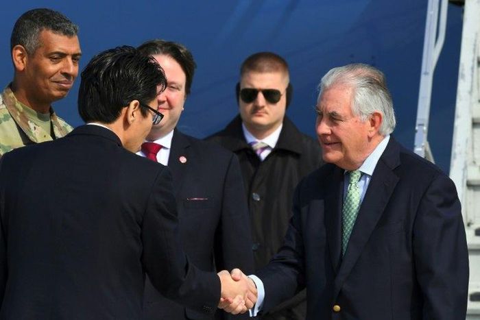 US Secretary of State Rex Tillerson (R) arrives in South Korea after China challenges him to come up with a new way to confront the North Korean nuclear stand-off