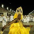 Revellers take part in a ceremony to purify the Sambadromo stadium on February 19, 2017, in preparation for Rio's carnival