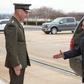 US Secretary of Defense James Mattis (R) arrives at the Pentagon on January 21, 2017