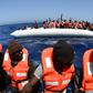 Migrants are rescued off the coast of Libya by SOS Mediterranee's Aquarius vessel in May 2016