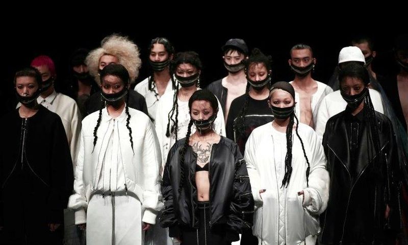 Models present the genderless creations of ACUOD by CHANU at Tokyo Fashion Week on March 22