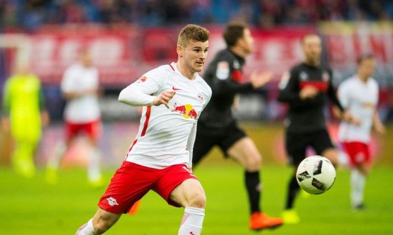 Leipzig striker Timo Werner plays the ball during a Bundesliga match against Cologne in Leipzig on February 25, 2017