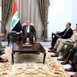 Iraqi Prime Minister Haider al-Abadi and members of his government meet with the US delegation on April 3, 2017