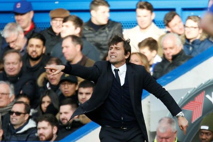 Chelsea's coach Antonio Conte gestures from the touchline during their match against Arsenal at Stamford Bridge in London on February 4, 2017