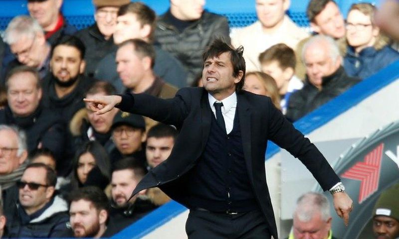 Chelsea's coach Antonio Conte gestures from the touchline during their match against Arsenal at Stamford Bridge in London on February 4, 2017