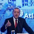 Turkish President Recep Tayyip Erdogan gives a speech at the Atlantic Council summit in Istanbul on April 28, 2017