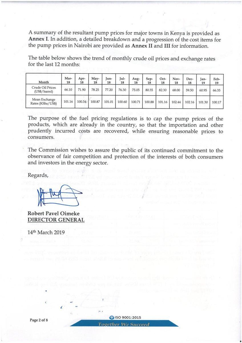 Press release by ERC of the new fuel prices (Twitter)