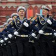 Russian servicemen march through Moscow's Red Square in the annual pomp-filled celebration of the defeat of Nazi Germany in 1945