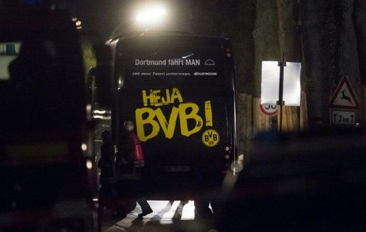 Borussia Dortmund's bus was damaged in a series of three explosions ahead of the team's scheduled Champions League clash against Monaco in Dortmund