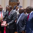 President Uhuru Kenyatta receives the miraa Task Force report at State House, Nairobi.