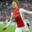 Ajax forward Kasper Dolberg celebrates after scoring a goal during UEFA Europa League semi-final, first leg, Ajax Amsterdam v Olympique Lyonnais (OL) on May 3, 2017