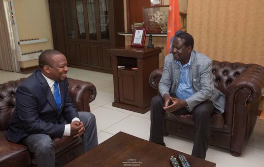 Nairobi Governor Mike Sonko with ODM party leader Raila Odinga (Twitter)