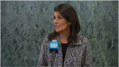 Ambassador Nikki Haley addressing the United Nations council.