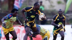 Rugby players in action