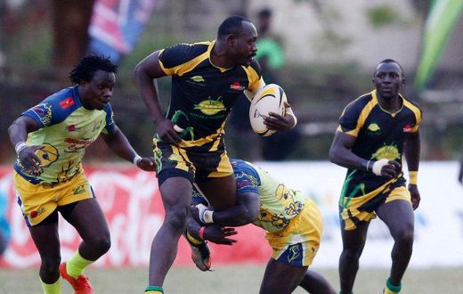 Rugby players in action