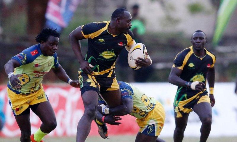Rugby players in action
