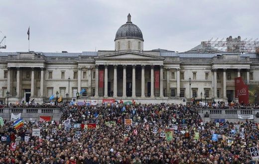 The east wing of the National Gallery on London's Trafalgar Square, where the permanent exhibition of British paintings is housed, was evacuated and closed for two hours