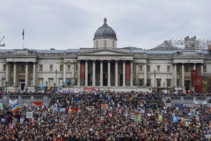The east wing of the National Gallery on London's Trafalgar Square, where the permanent exhibition of British paintings is housed, was evacuated and closed for two hours