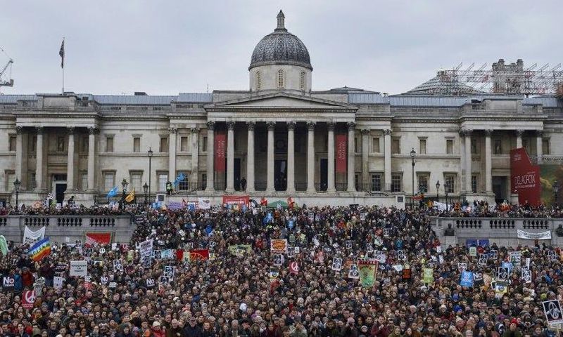 The east wing of the National Gallery on London's Trafalgar Square, where the permanent exhibition of British paintings is housed, was evacuated and closed for two hours