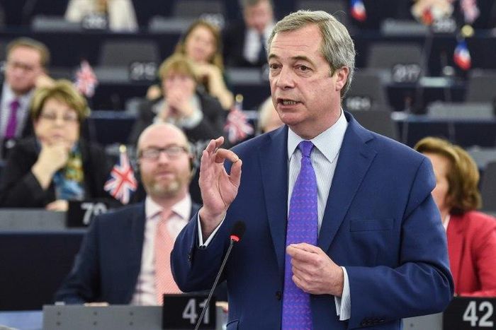 Nigel Farage, pictured in April 2017, said he was not "calling it" for Le Pen in France's upcoming presidential run-off, but made a prediction that the gap between her and Macron will "narrow considerably" in the next two weeks