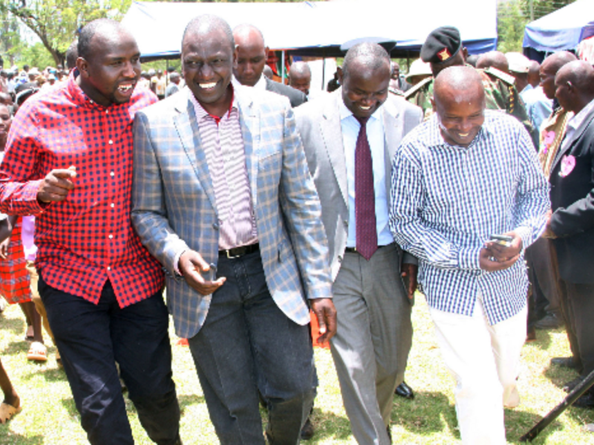File image of DP William Ruto with Senator Kipchumba Murkomen and Kithure Kindiki