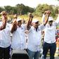 Members of Kenya Alliance of Independent Candidates in show of solidarity during their rally at Ihururu stadium in Nyeri on May 27, 2017.