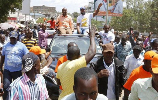 Suna East MP Mohammed Junet with Mombasa governor Hassan Joho in Migori town before the chaos erupted on Monday.