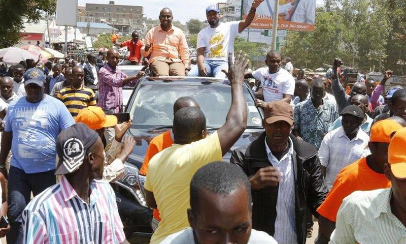 Suna East MP Mohammed Junet with Mombasa governor Hassan Joho in Migori town before the chaos erupted on Monday.