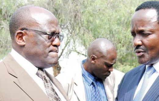 Former Machakos Senator Johnson Muthama (left) and Wiper Party leader Kalonzo Musyoka (right)
